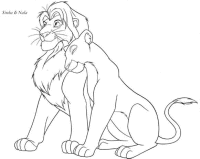 A coloring page of the lion king